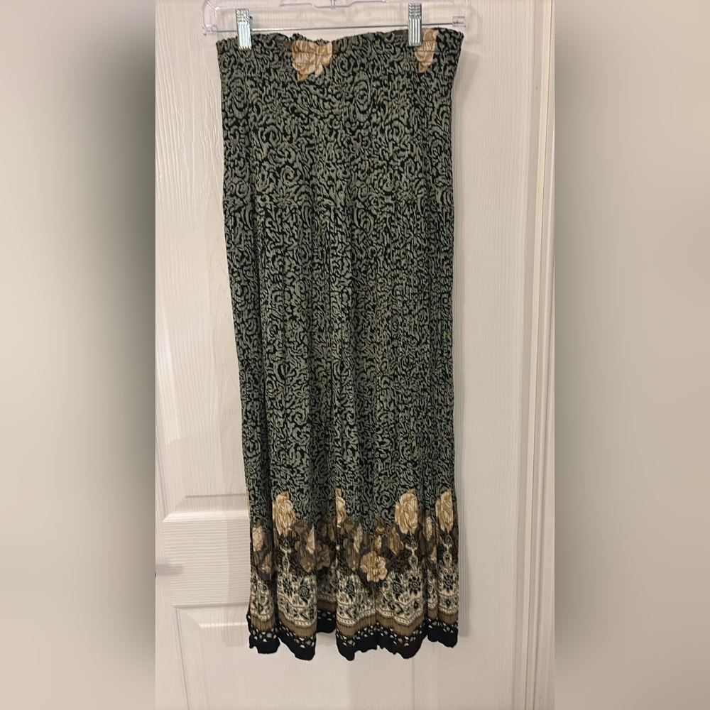 Carole Little Green and Tan Floral Maxi Skirt - Picture 3 of 6